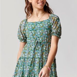 Hello Franki Short Sleeve Floral Tiered Dress for Girls Sz 12